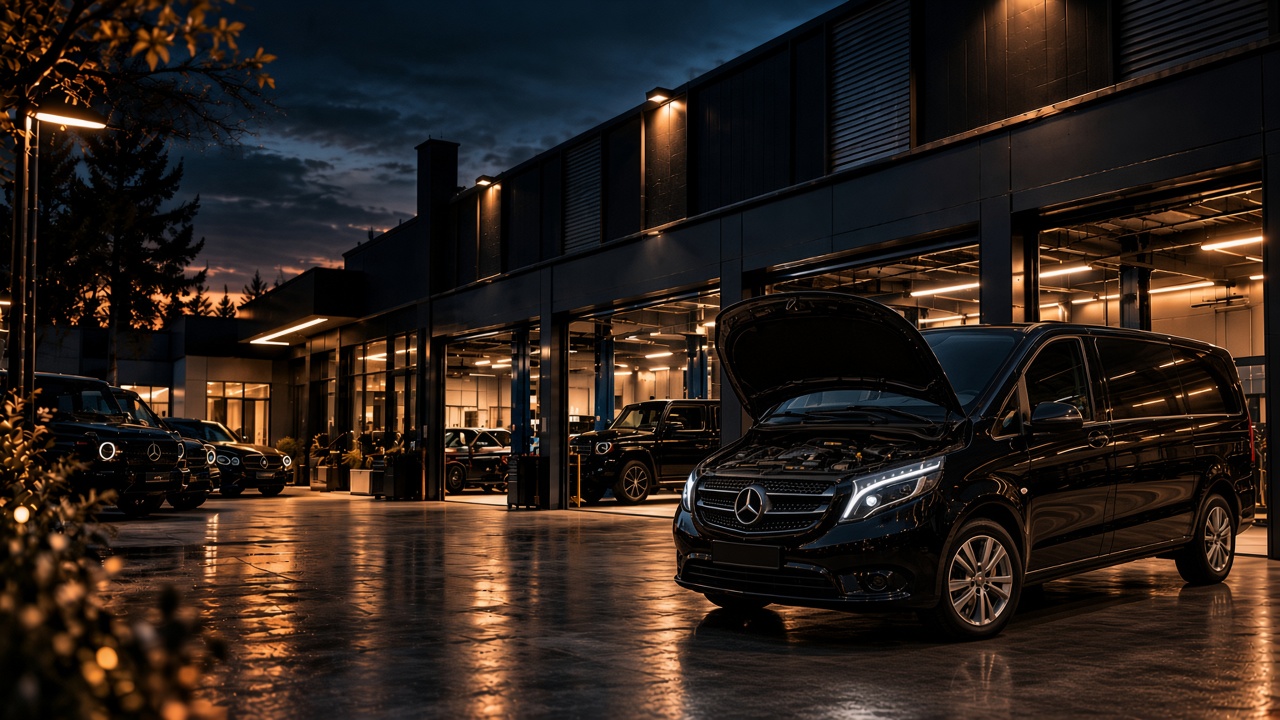 Mercedes-Benz V-Class у боксі Mercedes Service, Підлісся