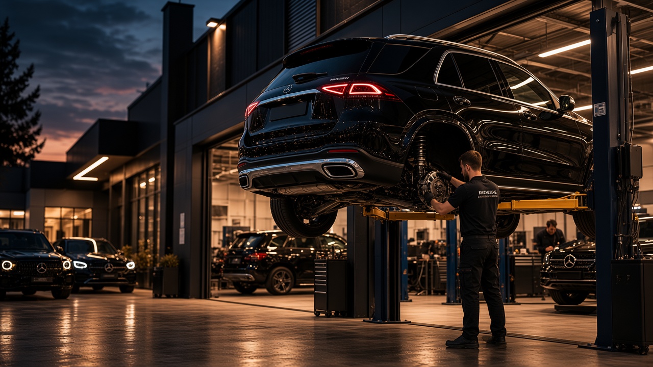 Mercedes-Benz GLE у боксі Mercedes Service, Підлісся