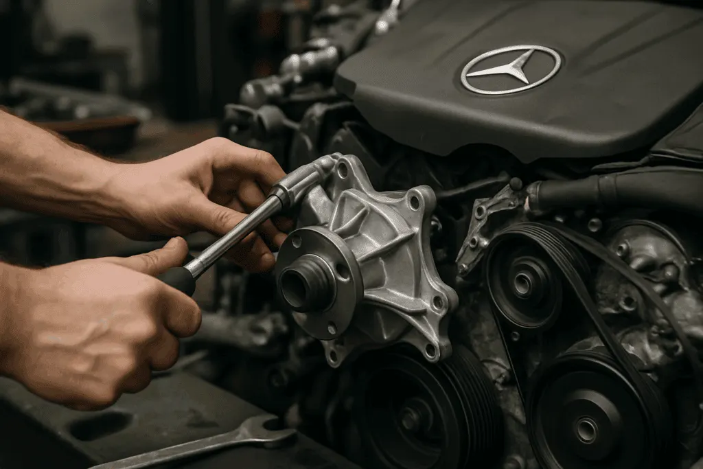 Заміна водяного насоса (помпи) Mercedes-Benz. Mercedes Service, Підлісся