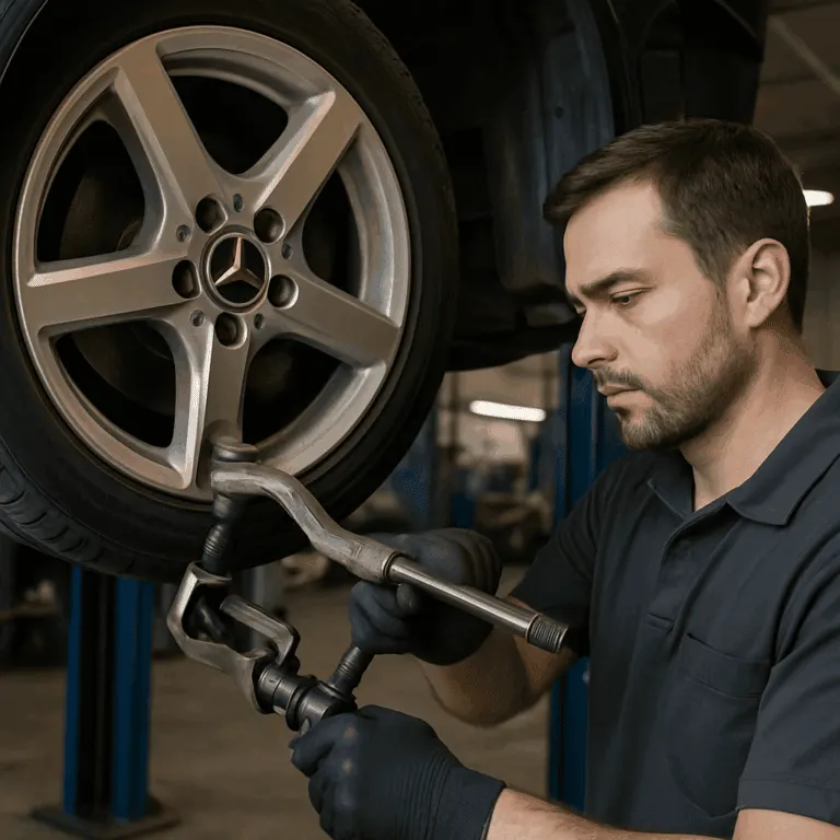 Заміна кульової опори Mercedes-Benz. Mercedes Service, Підлісся