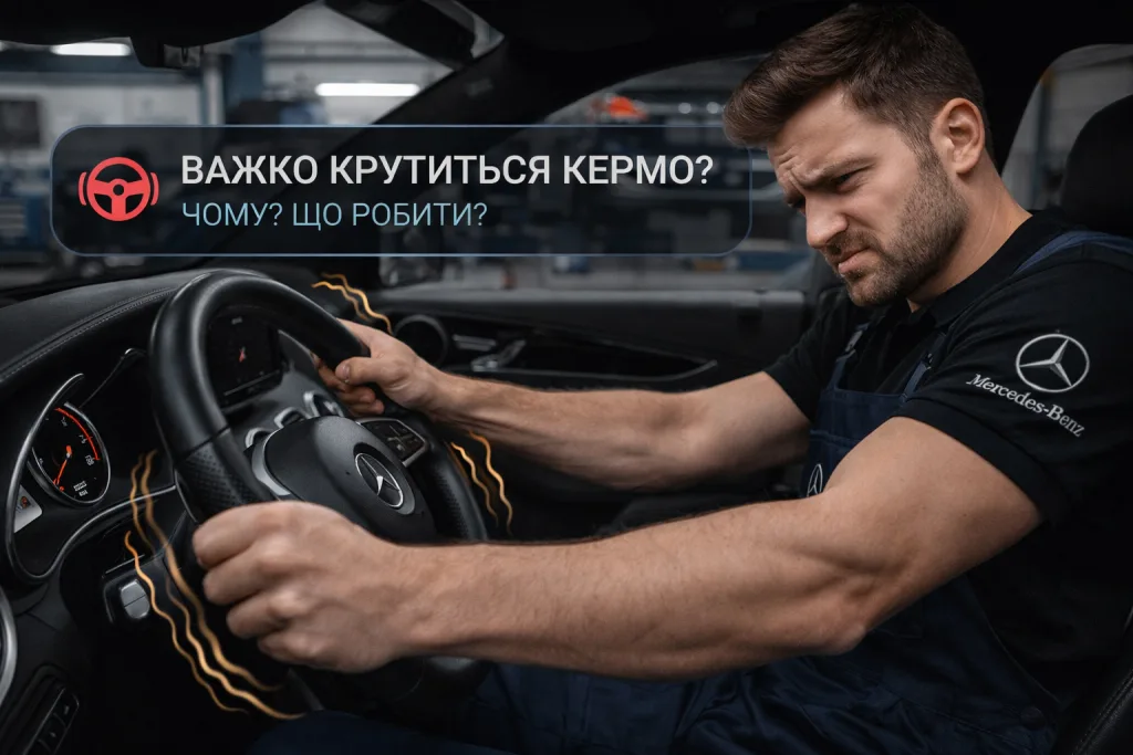 Чому важко крутиться кермо. Mercedes Service, Підлісся