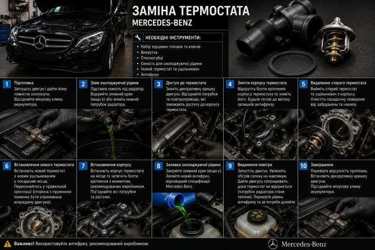 заміна термостата Mercedes