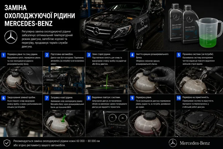 заміна охолоджуючої рідини Mercedes антифриз