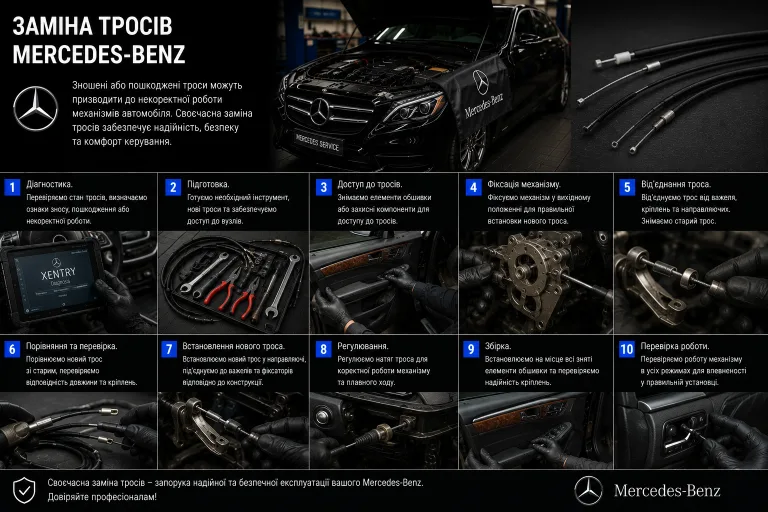 заміна тросів Mercedes ручник