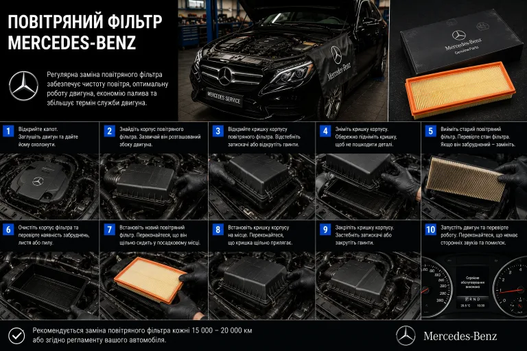 заміна фільтрів Mercedes планове ТО