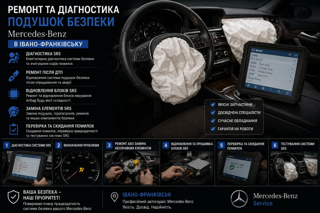 Ремонт та діагностика подушок безпеки (SRS) Mercedes-Benz в Івано-Франківську. Mercedes Service, Підлісся