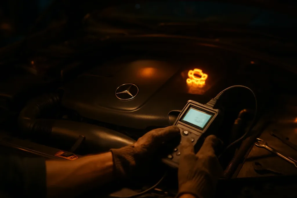 Check Engine у Mercedes: що означає індикатор і чи можна продовжувати рух. Mercedes Service, Підлісся